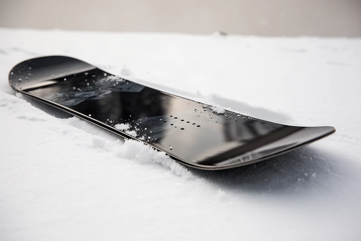 Base nera sinterizzata veloce di uno snowboard su neve liscia