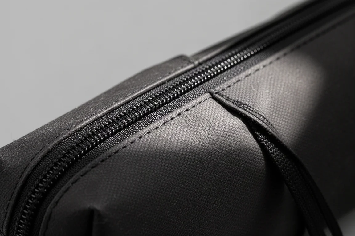 Nahaufnahme eines mattschwarzen Pen Cases mit weicher papierartiger Textur