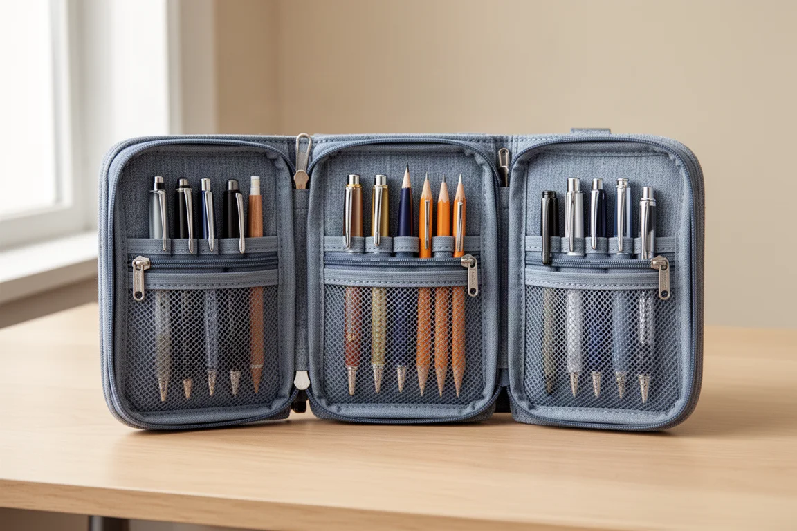 Lihit Lab Triple Zipper Book Style Pen Case product image