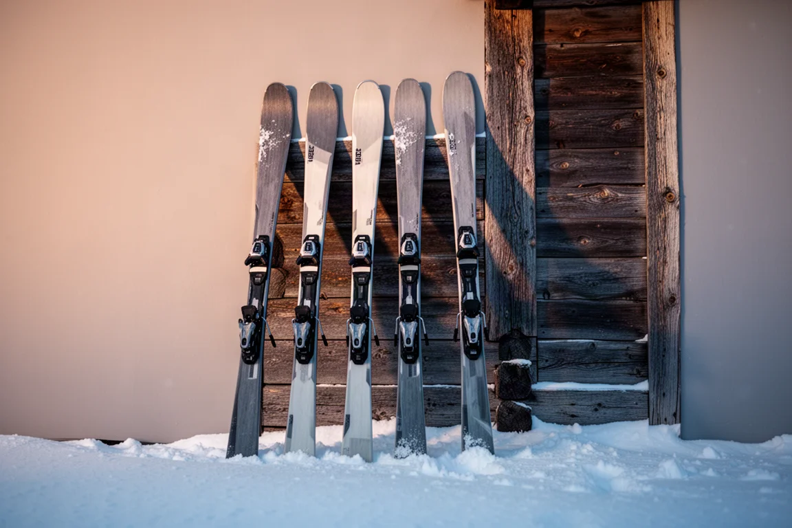 Freeride skier floating through deep powder on an open slope