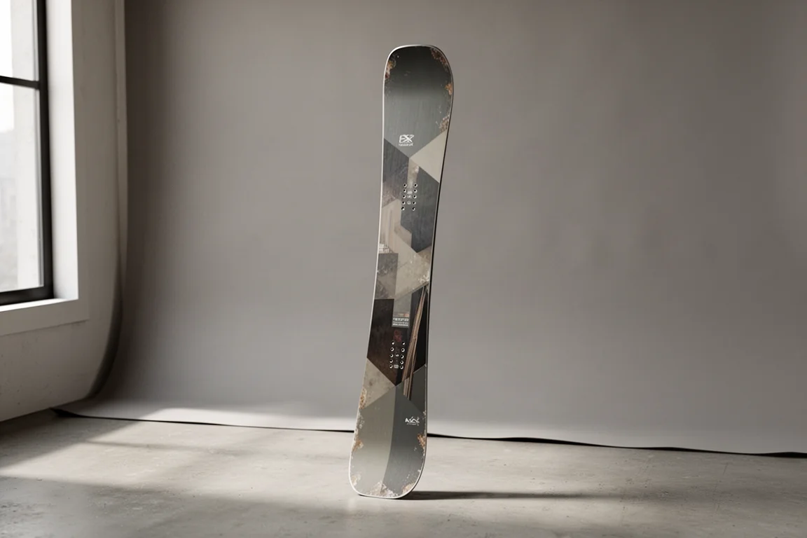 LINE Blend twin-tip park ski standing upright on a concrete surface