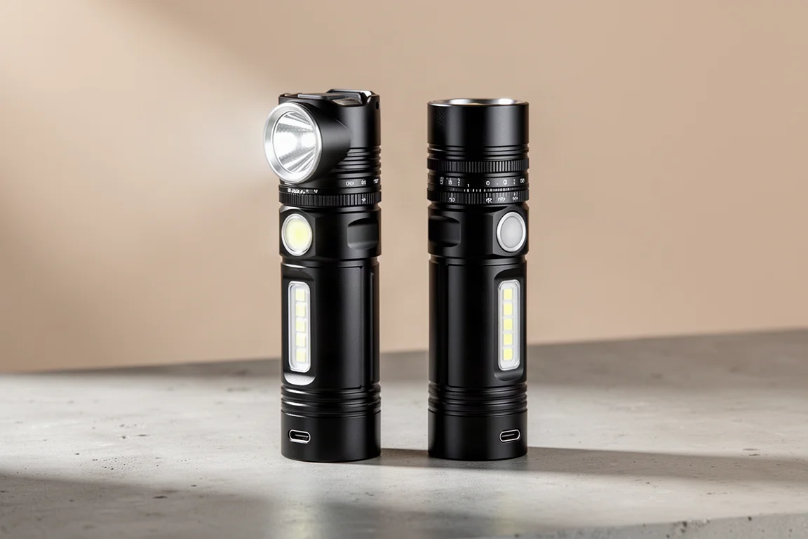 Loopgear SK55 and SK55 Pro flashlights side by side on concrete