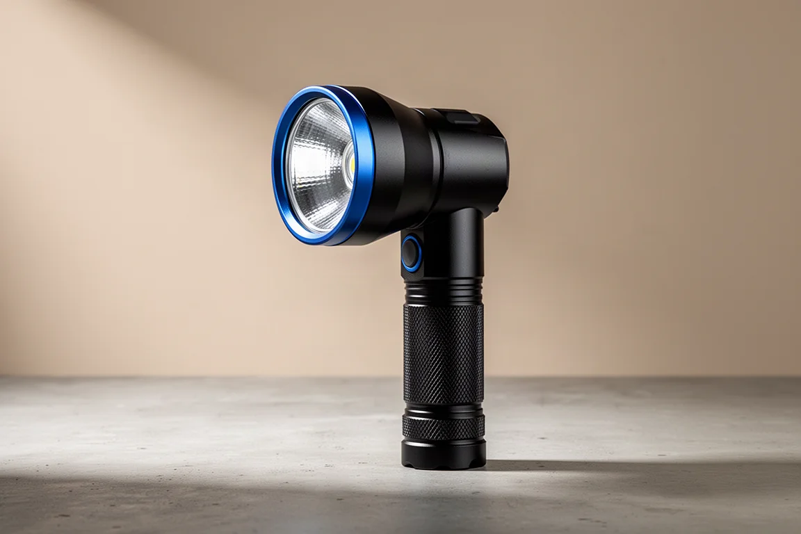 Torcia Lumintop GT3 Pro in piedi su una superficie di calcestruzzo