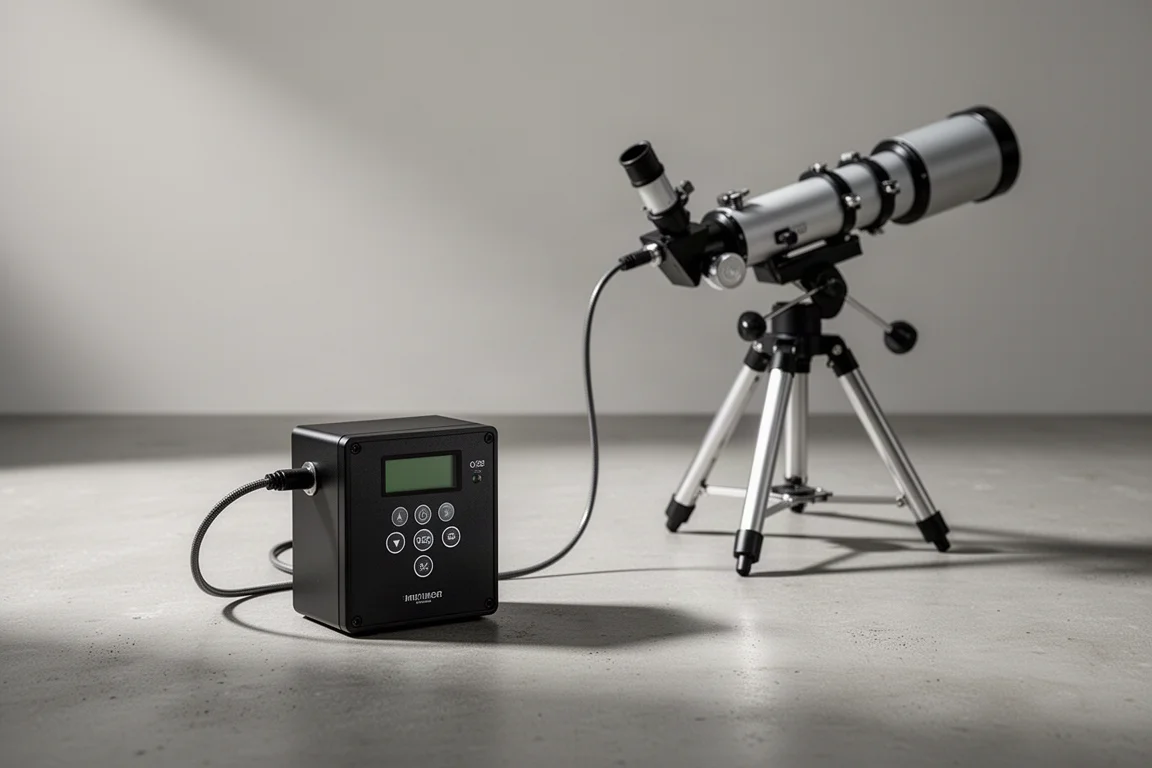 Lunt Solar PC USB Controller connected by an air hose to a solar telescope