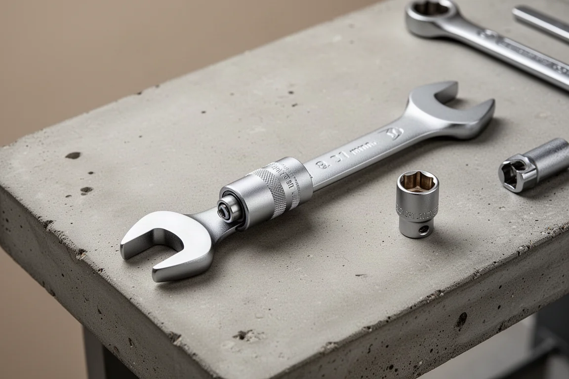 Adaptateur de couple monté sur une clé de 21 mm sur un établi