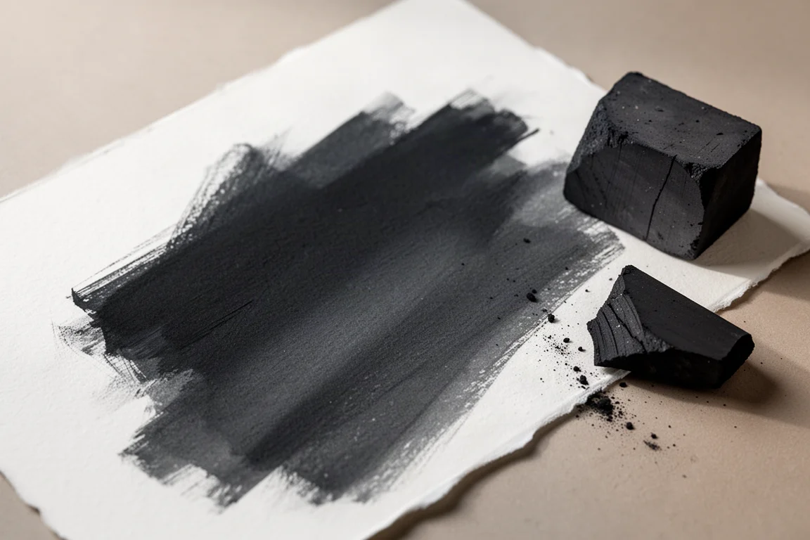 Kohleprobestriche auf weißem Zeichenpapier