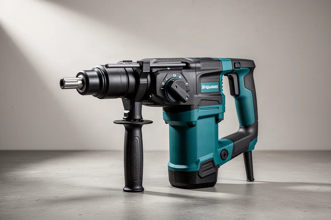 Makita HR4013C combination rotary hammer standing on a concrete surface
