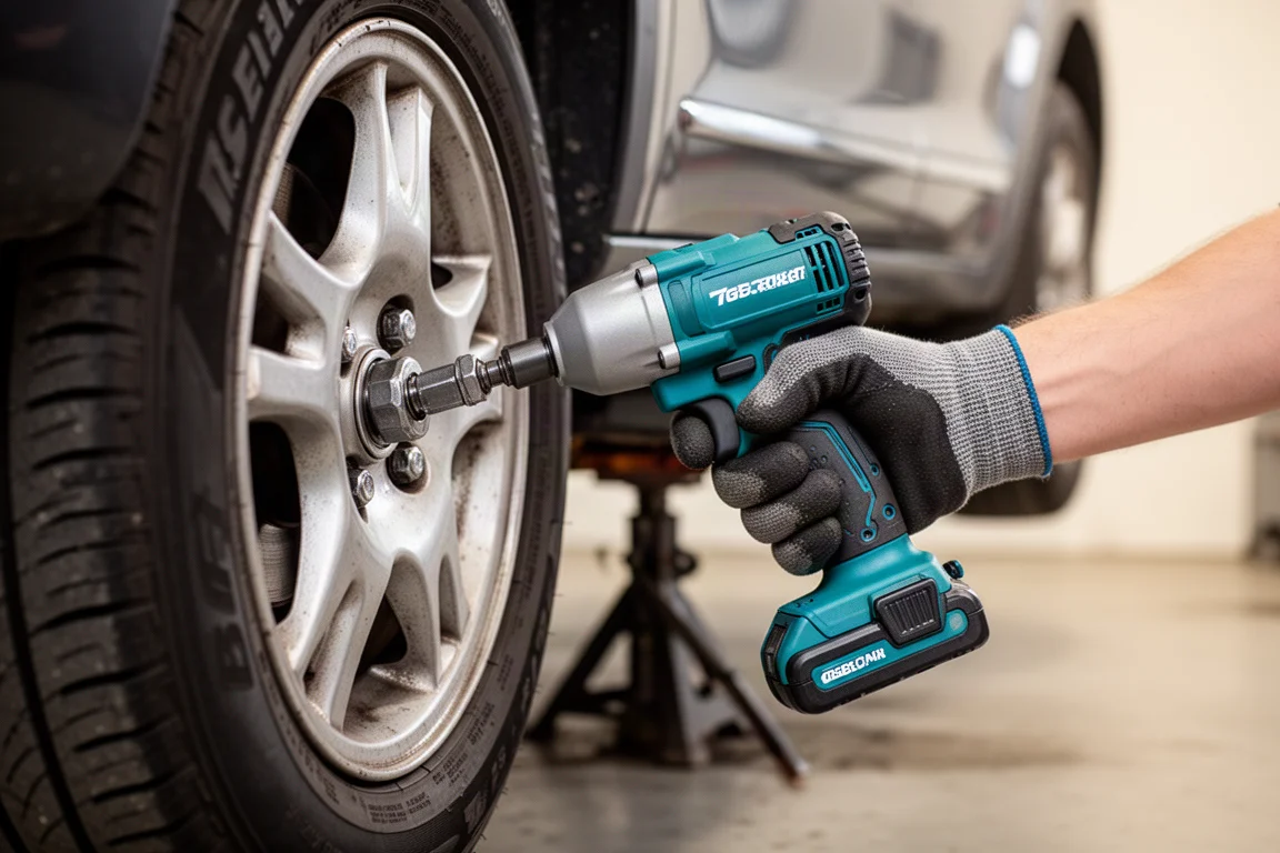 車のホイールナットを外すために使用されるコンパクトコードレスインパクトレンチ