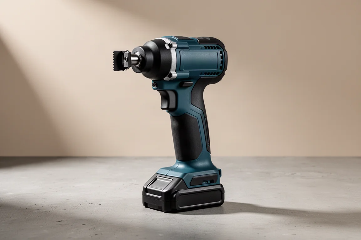 Makita XGT 40V oscillating multi-tool standing upright on a concrete surface