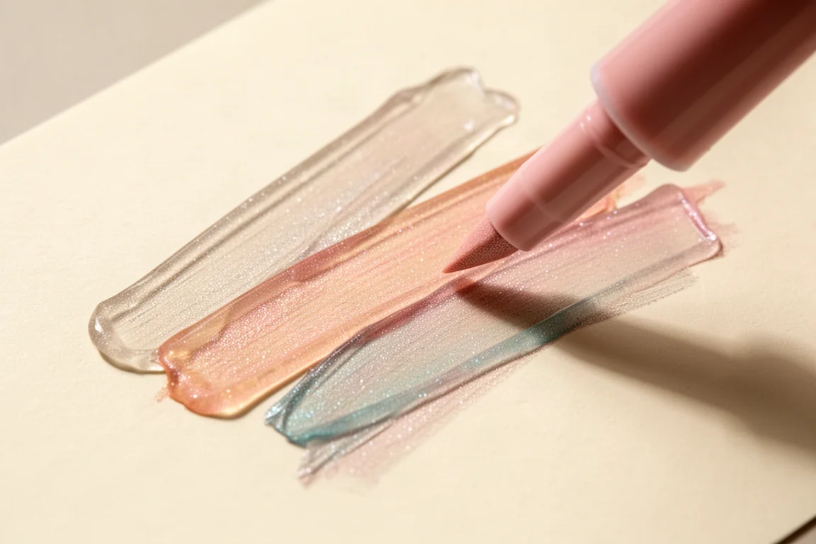Highlighter strokes showing translucent muted ink layered on paper