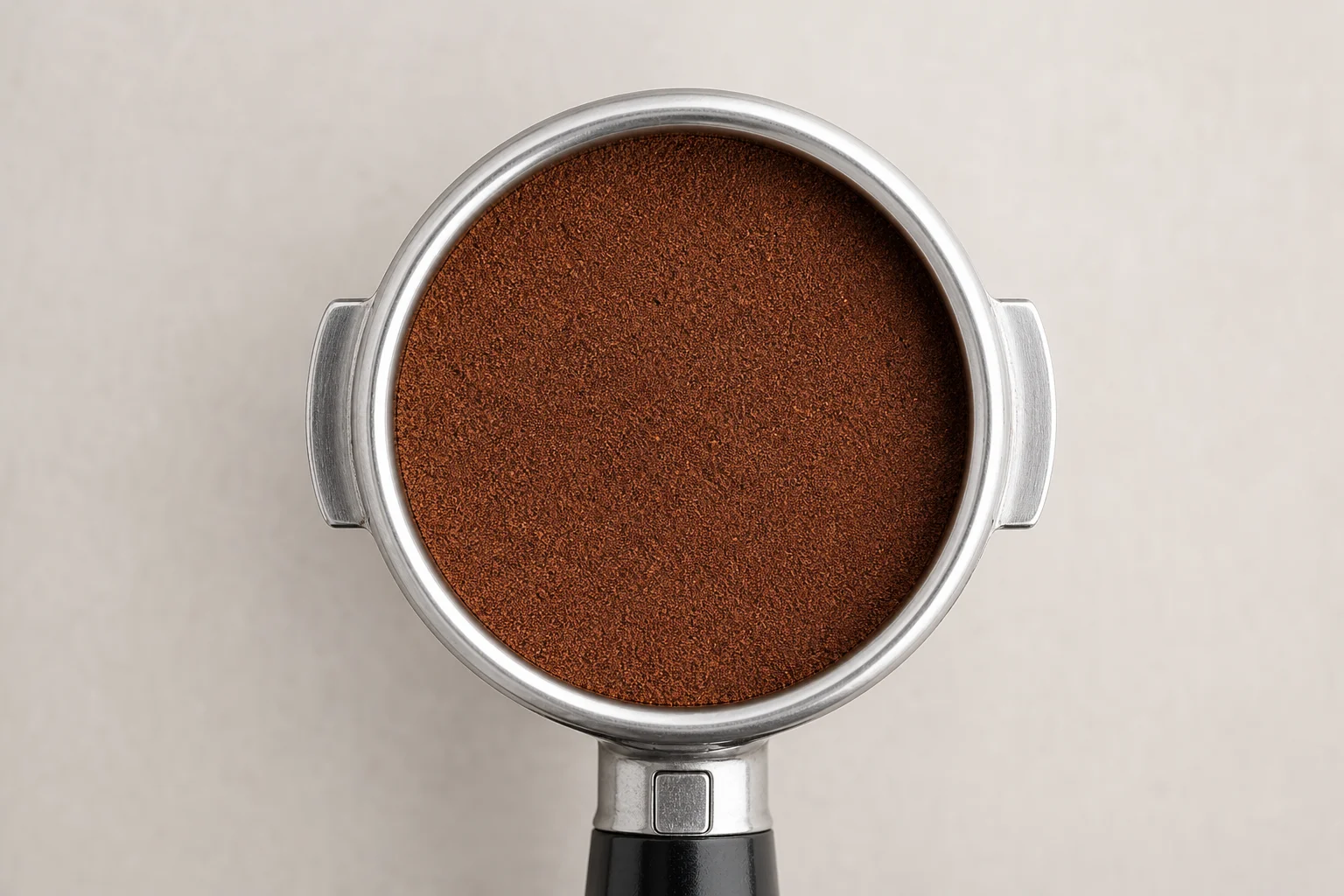 Espresso puck surface showing even distribution and flat tamp impression