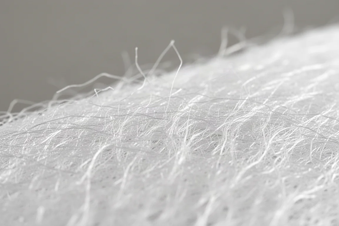 Close de uma camada branca de filtro em nano fibra sob luz suave