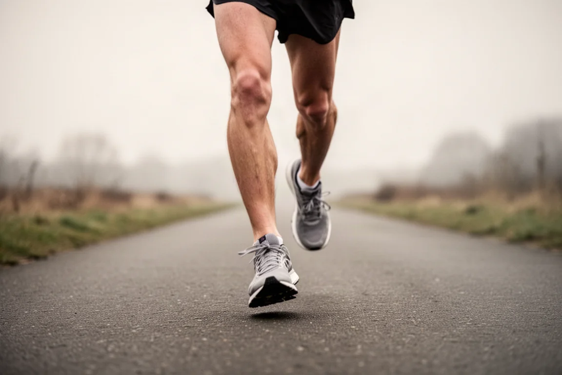 Runner moving at moderate pace on a tarmac path