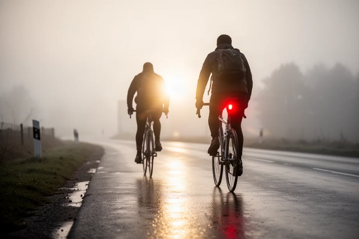 Bici da strada preparata sul vialetto all'alba prima di un'uscita mattutina