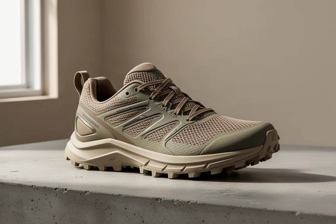 Merrell Agility Peak 5 trail running shoe on a concrete surface