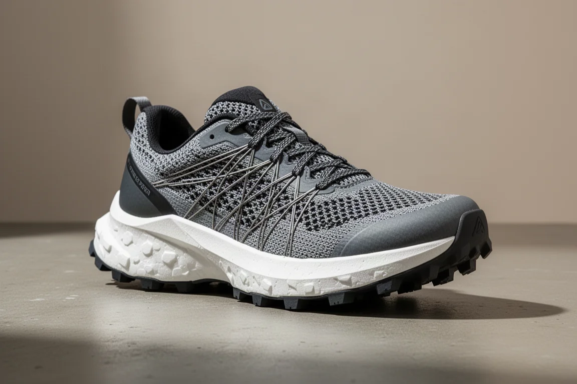 Merrell MTL Adapt Matrix 越野跑鞋,配備深厚泡棉中底,置於混凝土表面