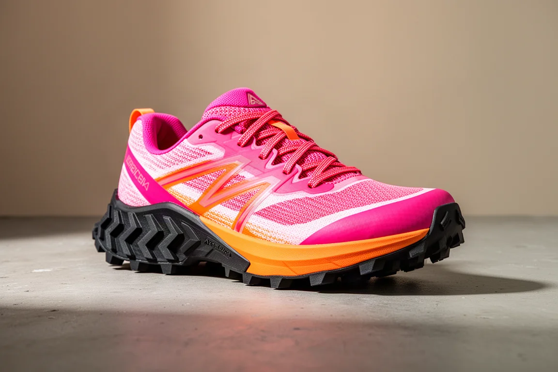 But trailowy Merrell MTL Long Sky 2 Matrix w różowo-pomarańczowej kolorystyce na betonowej powierzchni