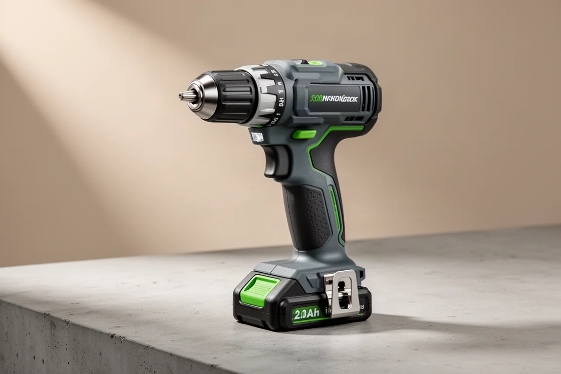 Metabo HPT DV18DEX compact hammer drill standing on a concrete surface
