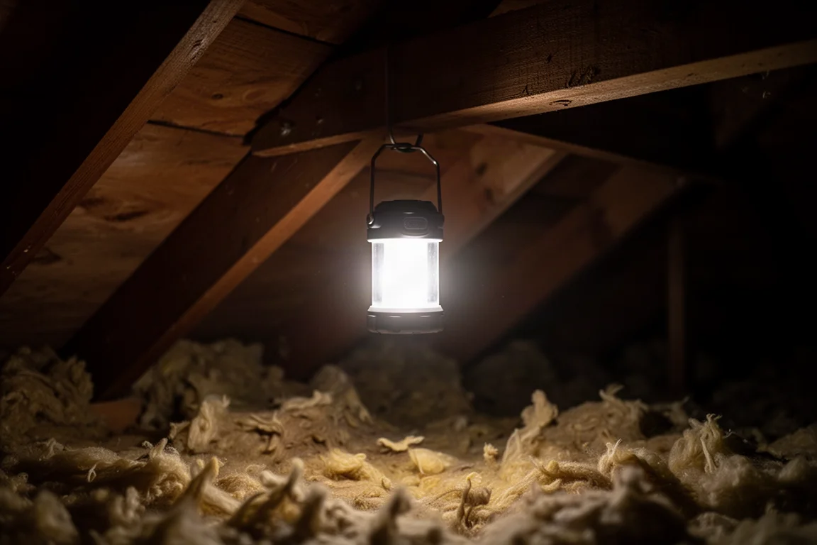 Lanterna appesa che illumina in modo uniforme uno spazio chiuso e buio