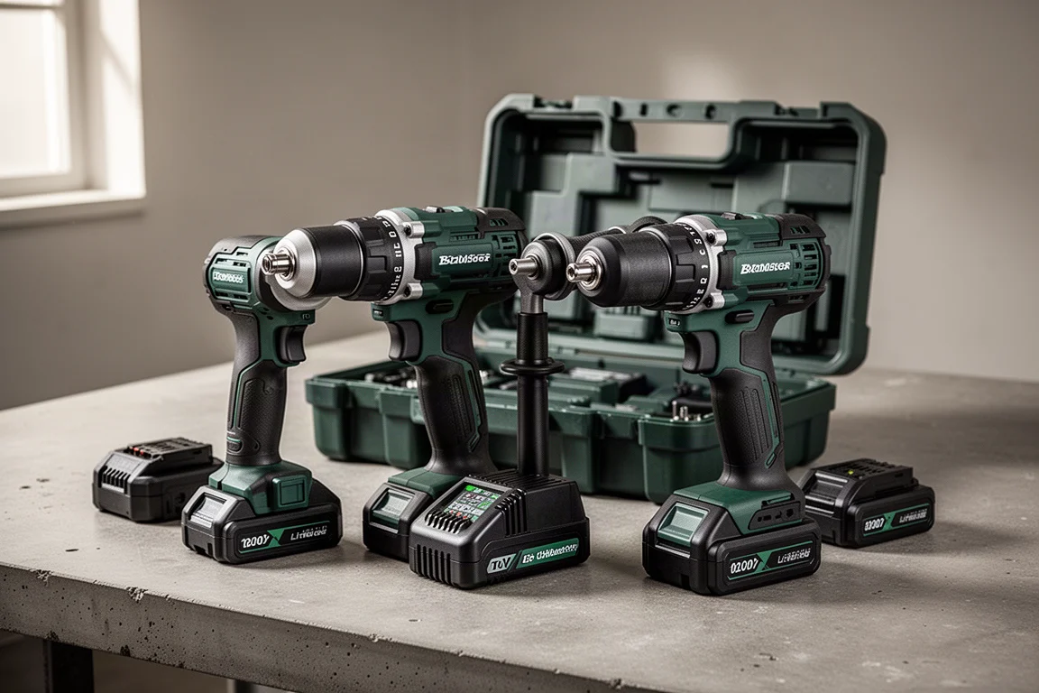 Metabo HPT impact driver and hammer drill combo kit with batteries, charger, and hard case