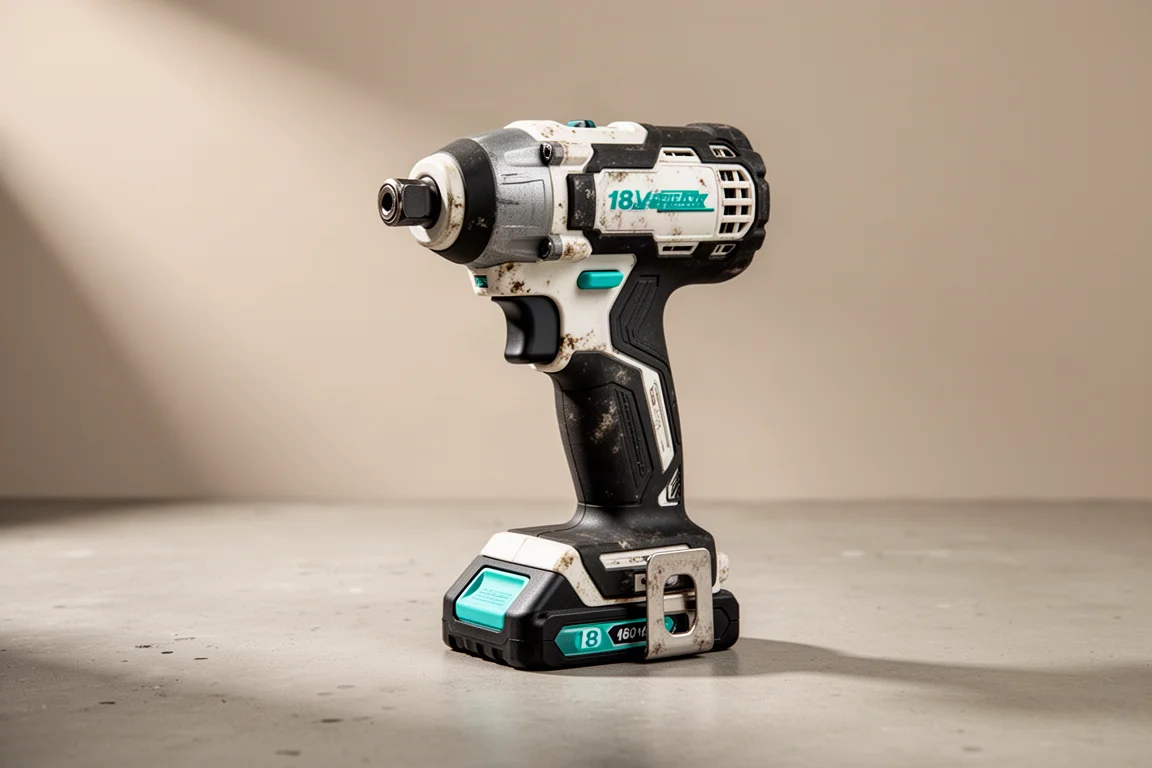 Metabo HPT WH18DBDL2 衝擊起子機與電池放置在水泥表面上