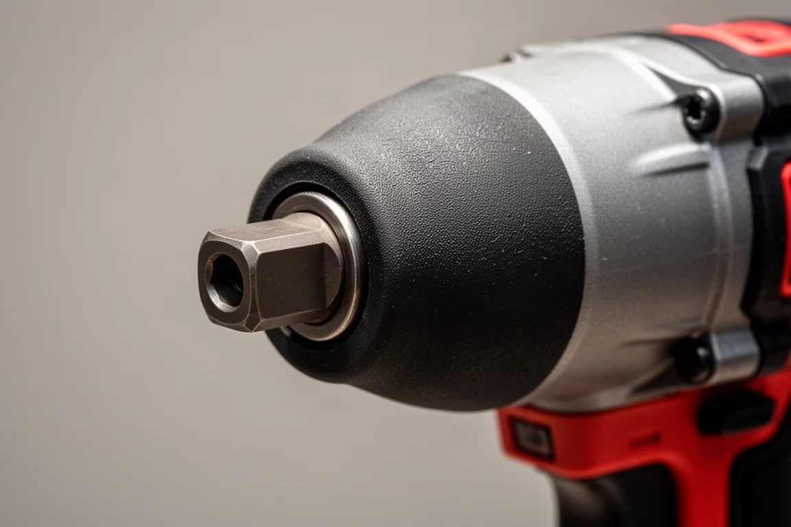 Close-up of an impact wrench anvil and rubber nose cover