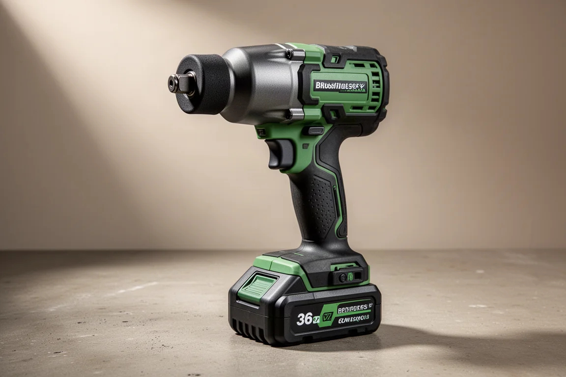 Metabo HPT WR36DE 36V 中扭矩衝擊扳手放置於混凝土工作間地面