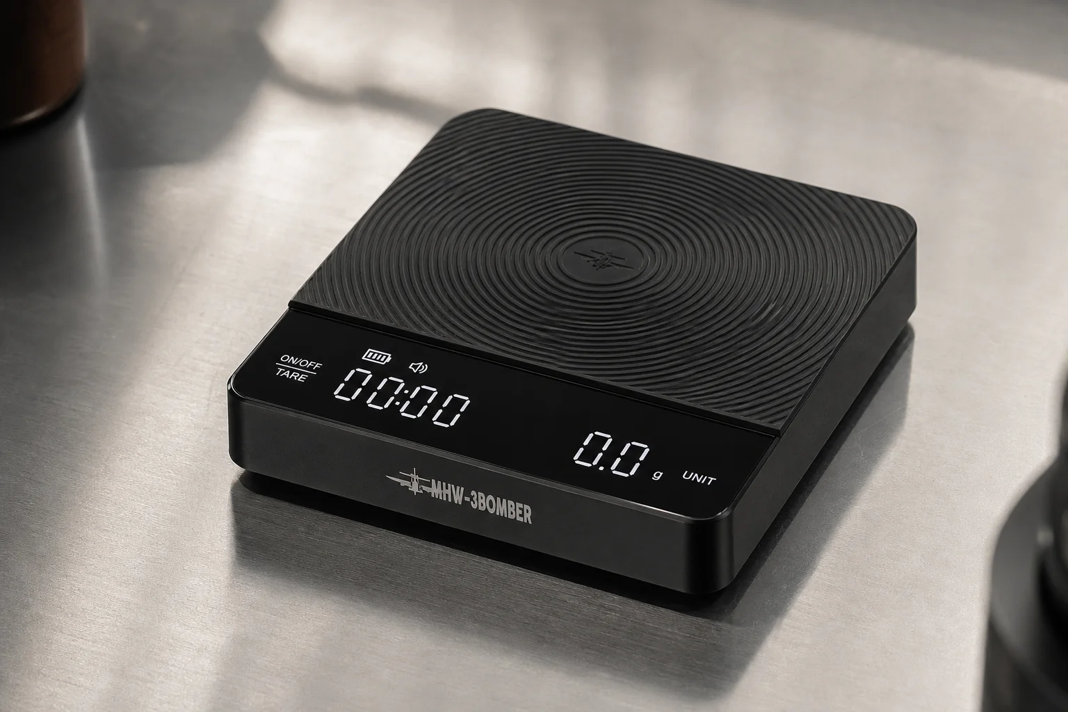 Collection of coffee scales on concrete surface showing size and design variety