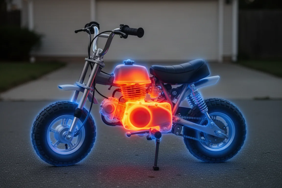 Mappa termica del motore di una mini bike dopo un giro di prova