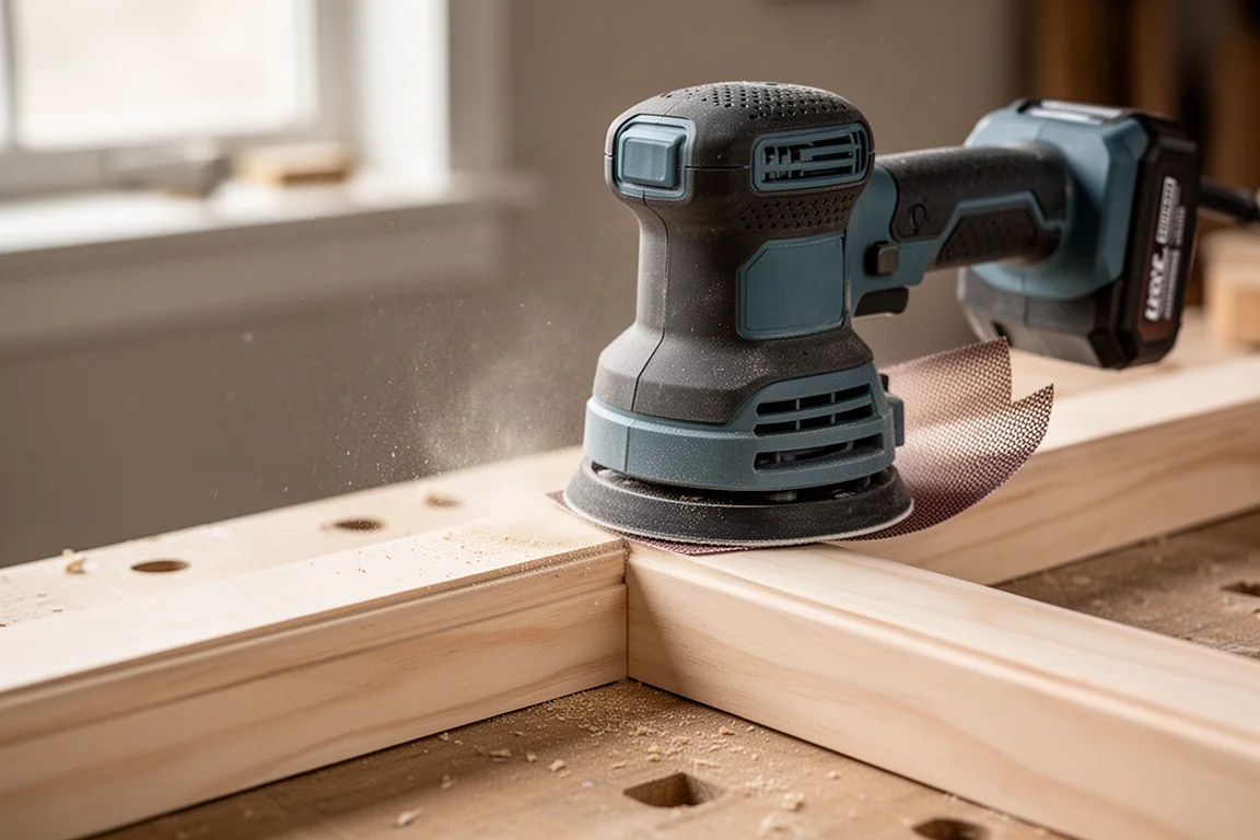 Accu-heggenschaar in vorm brengt een struik in een tuin