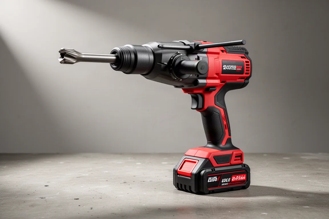 Milwaukee 2717 SDS Max rotary hammer drill on a concrete workshop surface
