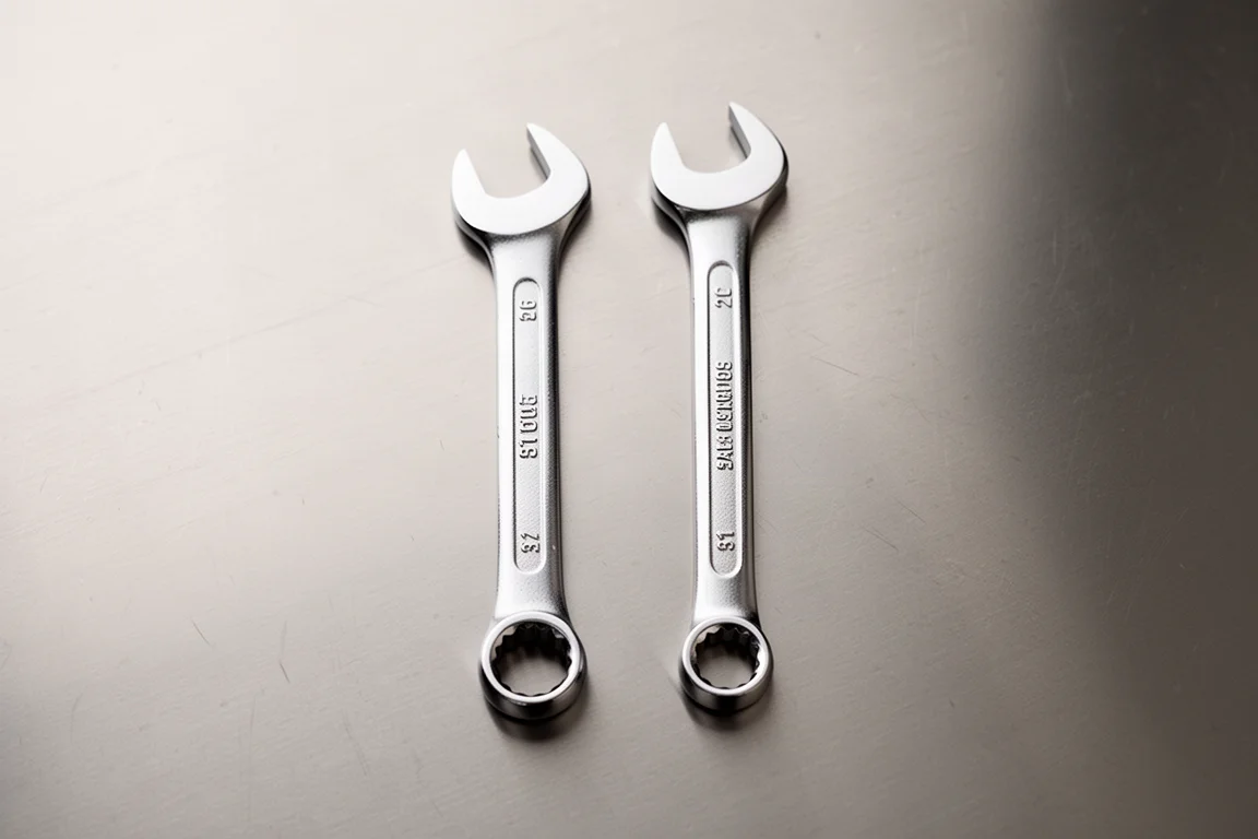 Two combination wrenches side by side showing different handle thicknesses