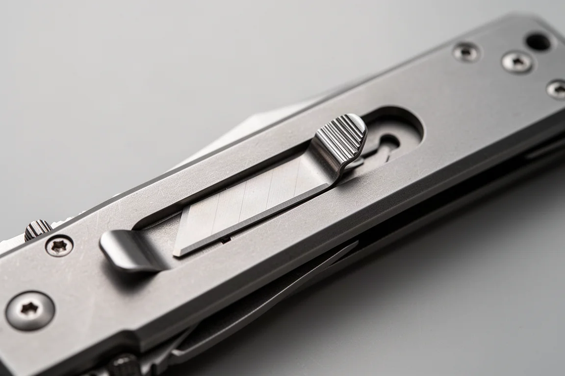 Second spare utility blade slid into onboard storage inside the knife handle