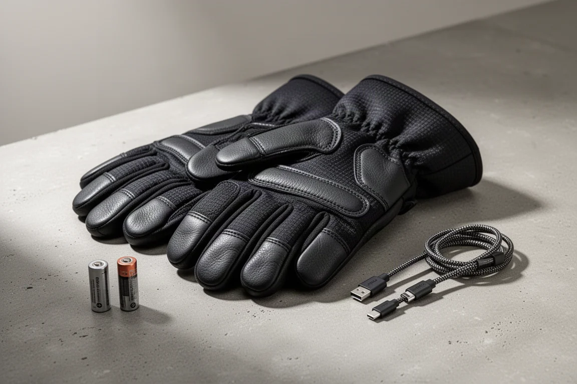 Guanti riscaldati Milwaukee Hexon con batterie e cavi USB-C sul cemento