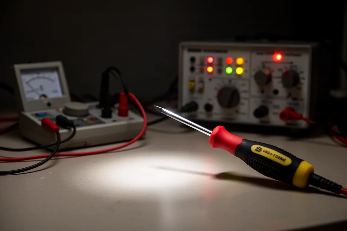 Tournevis isolé testé à proximité d'équipement de test électrique