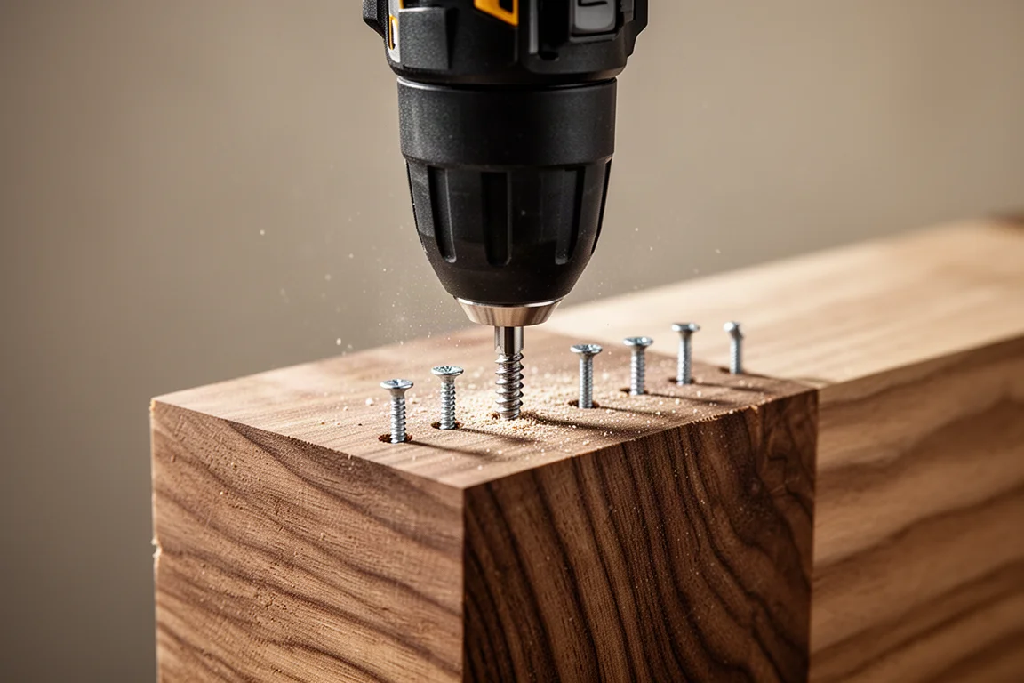 Utensile di fissaggio che pianta chiodi a filo in scarti di legno duro