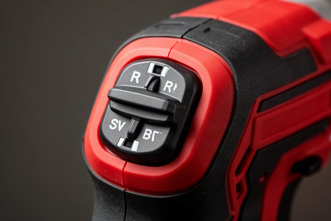 Primer plano del dial selector de modos de una llave de impacto con varios ajustes