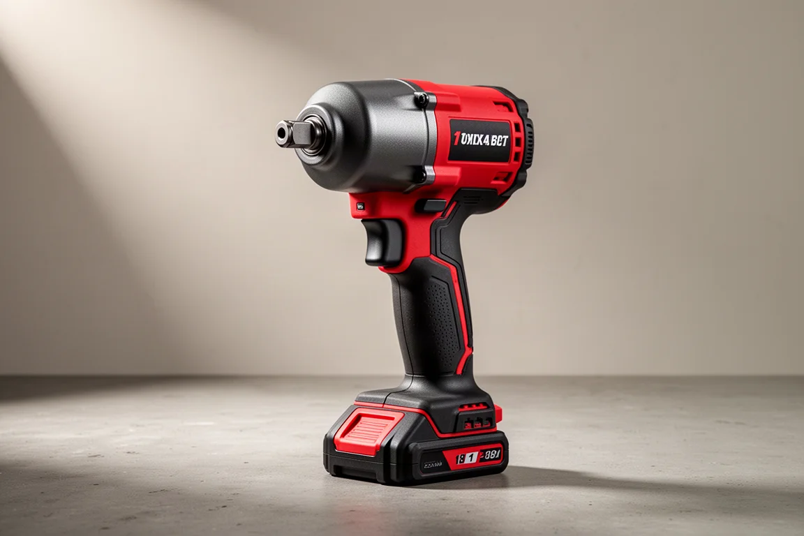 Milwaukee railway impact wrench standing upright on a concrete surface