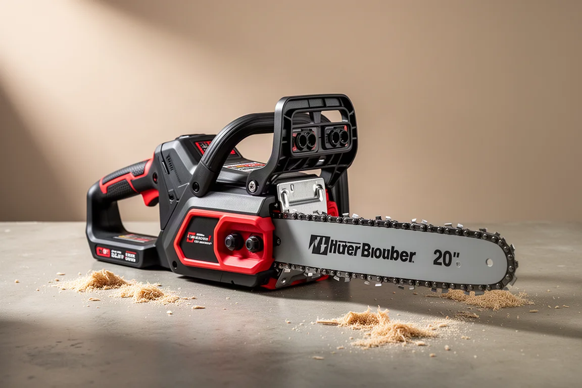 Milwaukee M18 Fuel 20-inch cordless chainsaw on a concrete workshop surface