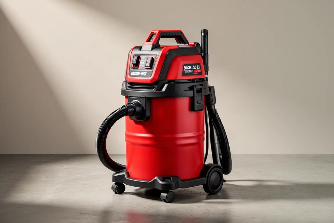Aspirapolvere a umido e a secco Milwaukee M18 Fuel Nexus con moduli separatore di detriti e filtro pulitore su pavimento in cemento
