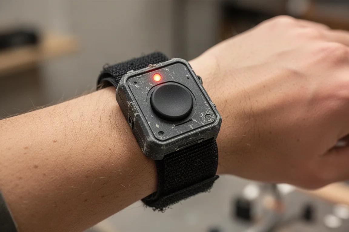 Compacte télécommande sans fil attachée à un poignet comme une montre