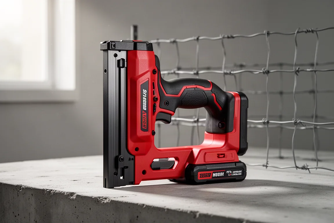Milwaukee M18 Fuel utility fencing stapler na powierzchni betonowej