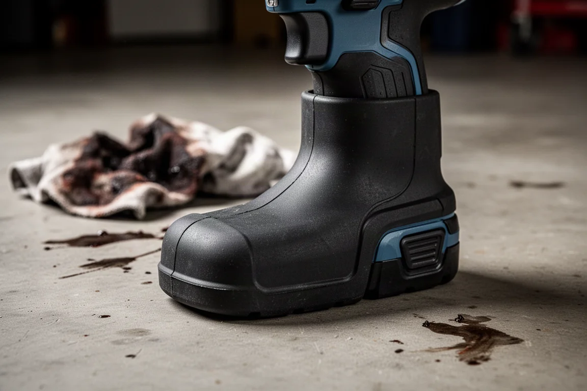 Botte de protection en caoutchouc installée sur le corps d'une clé à choc compacte