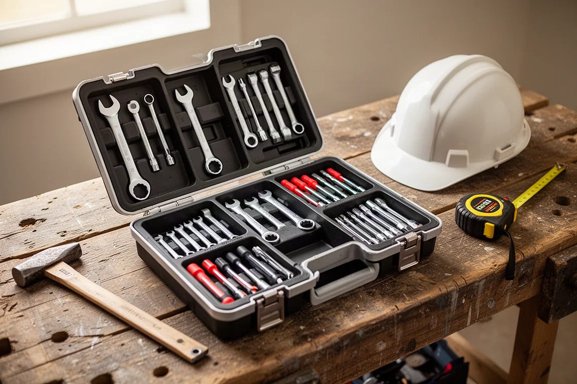 Trade professional sorting hand tools into divided organizer drawers