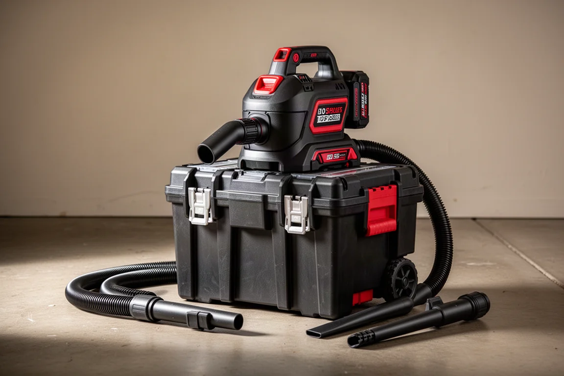 Modular vacuum unit docked on top of a rolling tool storage stack