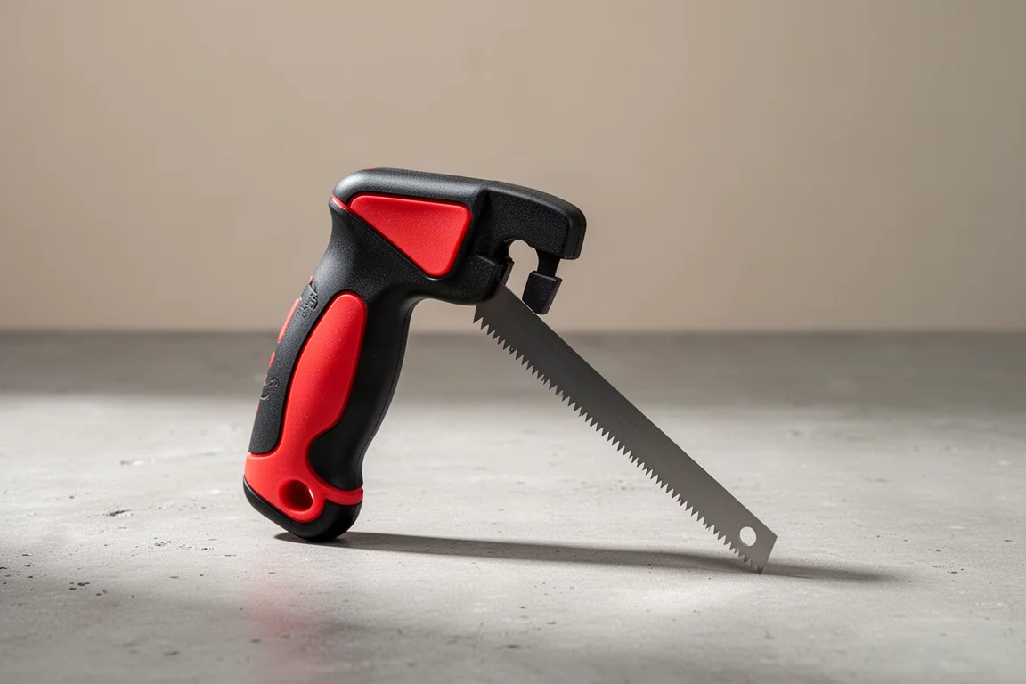 Compact pocket keyhole saw with a short reciprocating blade on concrete