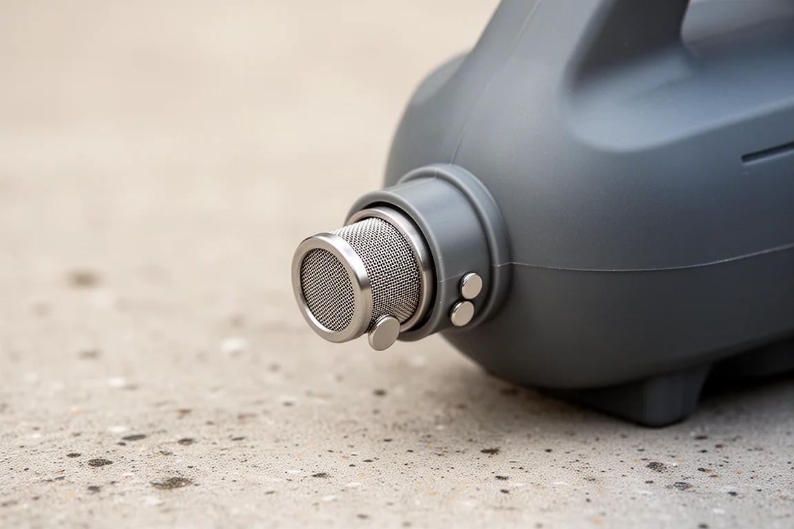 Magnetic nozzle attachment with a filter screen attached to a metal blower body