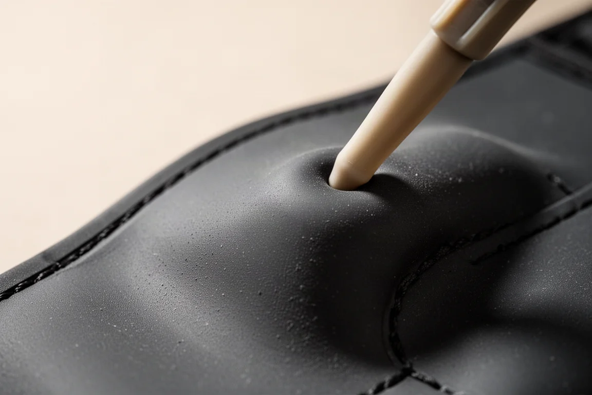 Close-up of the soft squishy outer sleeve of the magnetizer being gently pressed