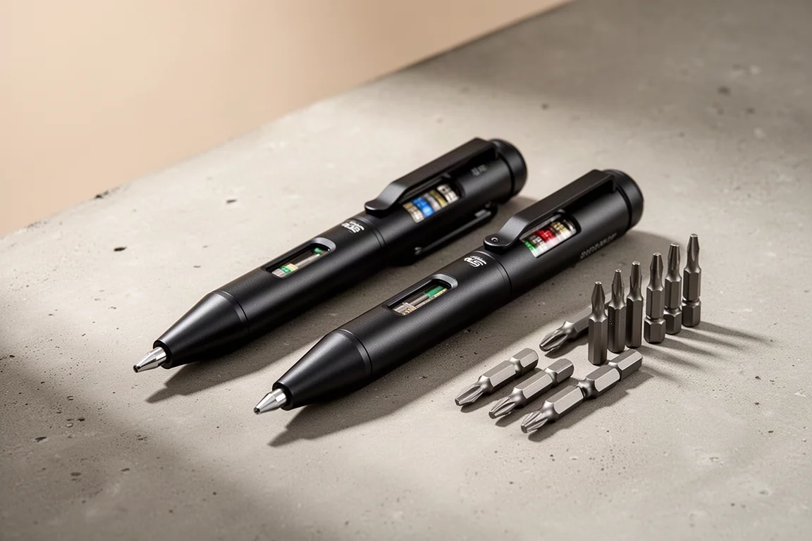 Mininch Tool Pen and Tool Pen Mini lying side by side on a concrete surface