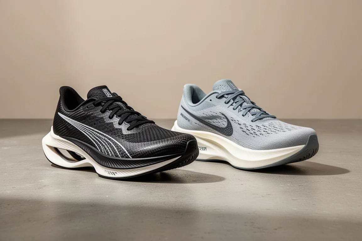 Buty do biegania Mizuno Hyper Warp Pro i New Balance SC Elite V5 na betonie
